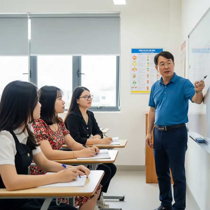 베트남 신부들이 사회통합프로그램(KIIP)교재로 강의실에서 수업을 듣고 있다.